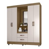 Guarda Roupa Casal Capela E Cômoda 4 Gavetas 2 Portas Lite Nature Off White – Móveis Leão - 2