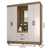 Guarda Roupa Casal Capela E Cômoda 4 Gavetas 2 Portas Lite Nature Off White – Móveis Leão - 3