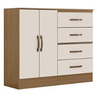 Guarda Roupa Casal Capela E Cômoda 4 Gavetas 2 Portas Lite Nature Off White – Móveis Leão - 5
