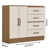 Guarda Roupa Casal Capela E Cômoda 4 Gavetas 2 Portas Lite Nature Off White – Móveis Leão - 6