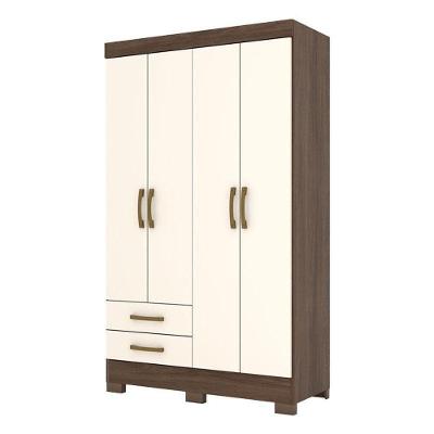 Guarda Roupa Solteiro Be12 Castanho Off White – Briz Móveis