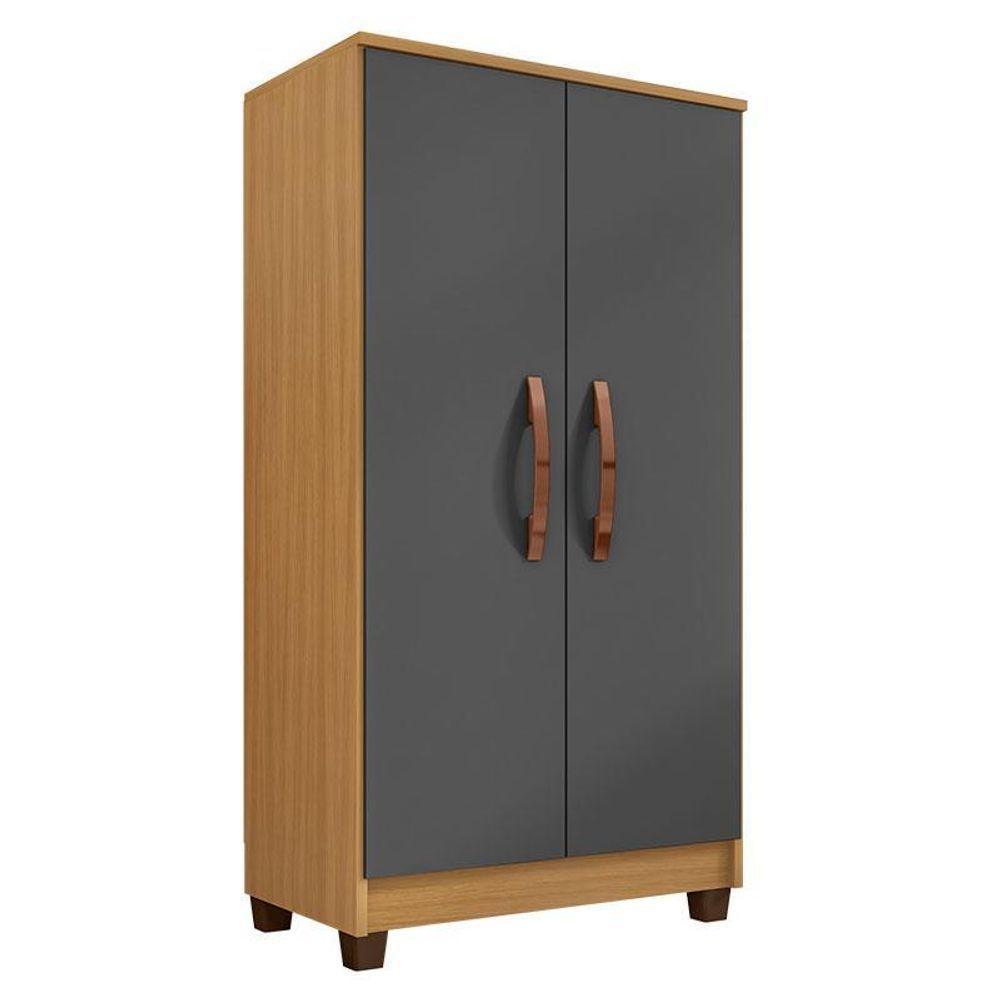 Guarda Roupa Casal Modena Com Cômoda Cannes 5 Gavetas E Armário Multiuso Recife Carvalho Americano Grafite – Incorplac - 7
