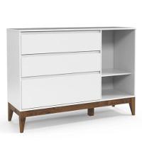 Cômoda Com Porta E Guarda Roupa Infantil Nature Clean 4 Portas Branco Soft Eco Wood - Matic - 2