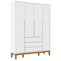 Cômoda Com Porta E Guarda Roupa Infantil Nature Clean 4 Portas Branco Soft Eco Wood - Matic - 5