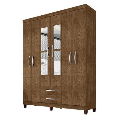 Guarda Roupa Casal Mogi 6 Portas de Bater 2 Gavetas Malbec MDP com Espelho