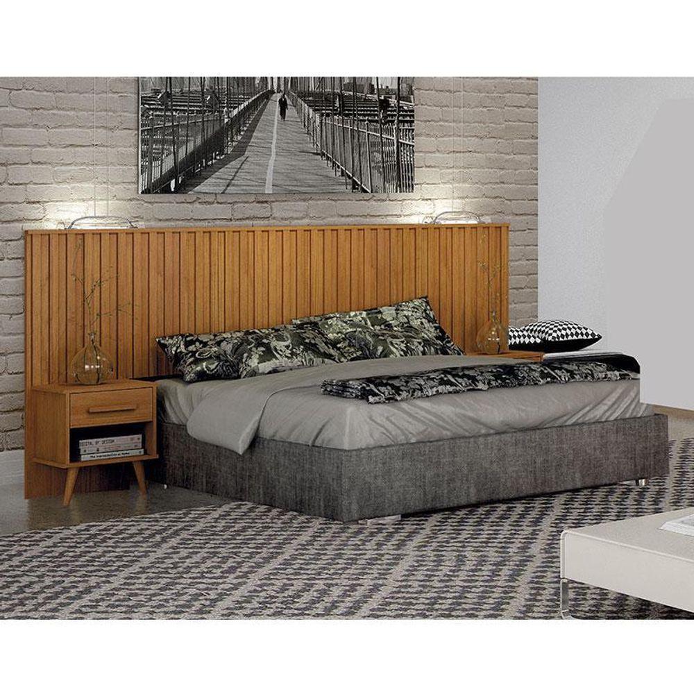 Painel Cabeceira Casal Queen Milano Ripado Com Criado Cinamomo – Leifer Móveis - 4