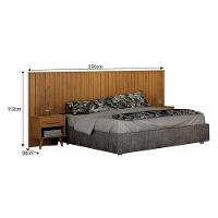 Painel Cabeceira Casal Queen Milano Ripado Com Criado Cinamomo – Leifer Móveis - 2