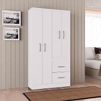 Cômoda 867 4 Gavetas Com Guarda Roupa Solteiro Milão 4 Portas Branco Brilho - Poquema - 7