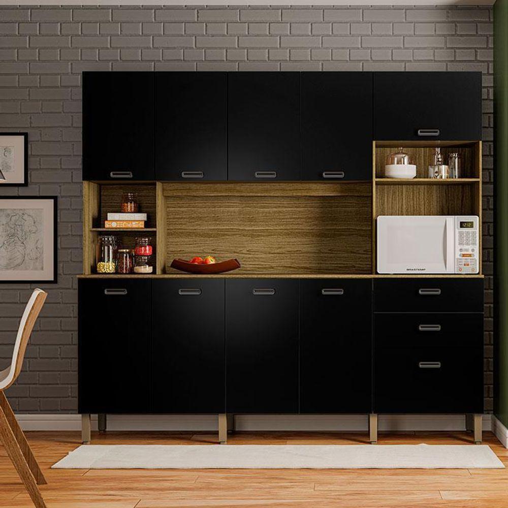 Cozinha Intense 10 Portas E 2 Gavetas Freijó Nero - Kits Paraná - 3