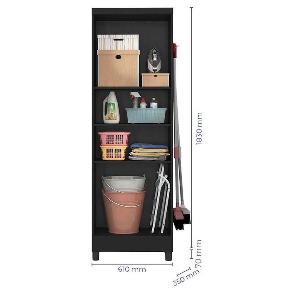 Armário Multiuso 2 Portas Linus 879 Preto Fosco - Qmovi - 2