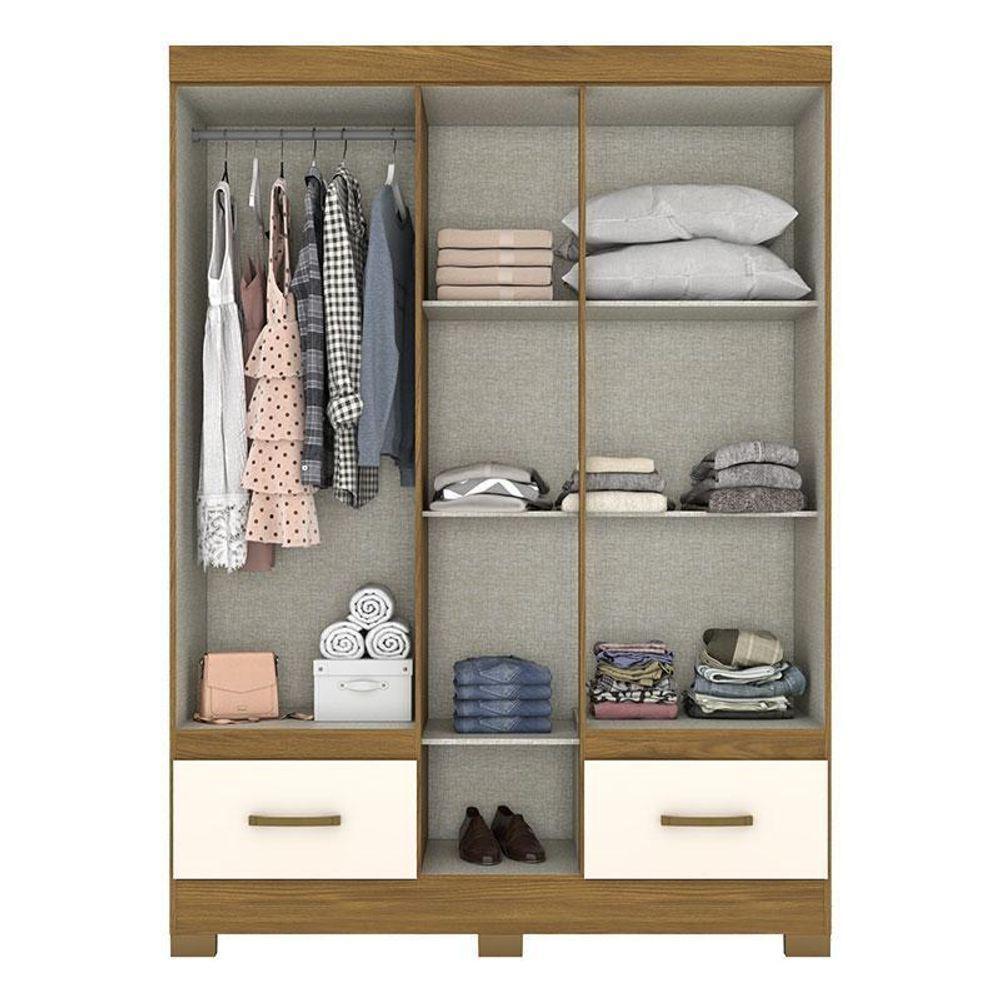 Guarda Roupa Solteiro B60 Nature Off White Com Espelho – Briz Móveis - 2