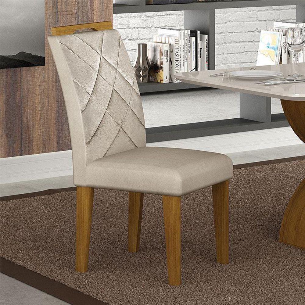 Cadeira Para Mesa De Jantar Larissa New Mdf Kit 2 Peças Freijó Joli Palha - Leifer Móveis - 2