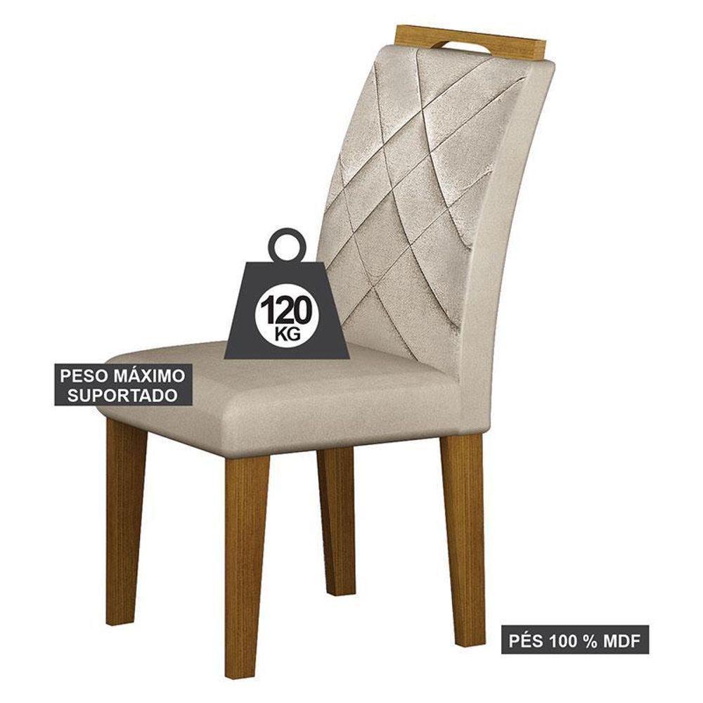 Cadeira Para Mesa De Jantar Larissa New Mdf Kit 2 Peças Freijó Joli Palha - Leifer Móveis - 4