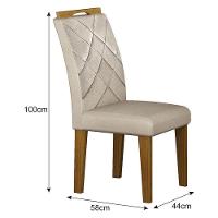 Cadeira Para Mesa De Jantar Larissa New Mdf Kit 2 Peças Freijó Joli Palha - Leifer Móveis - 3
