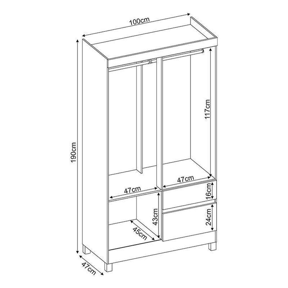 Guarda Roupa Solteiro Lótus Amêndola Touch - Demóbile - 2
