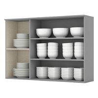 Armário Aéreo 3 Portas Com Vidro 120 Cm Americana Cinza – Henn - 2