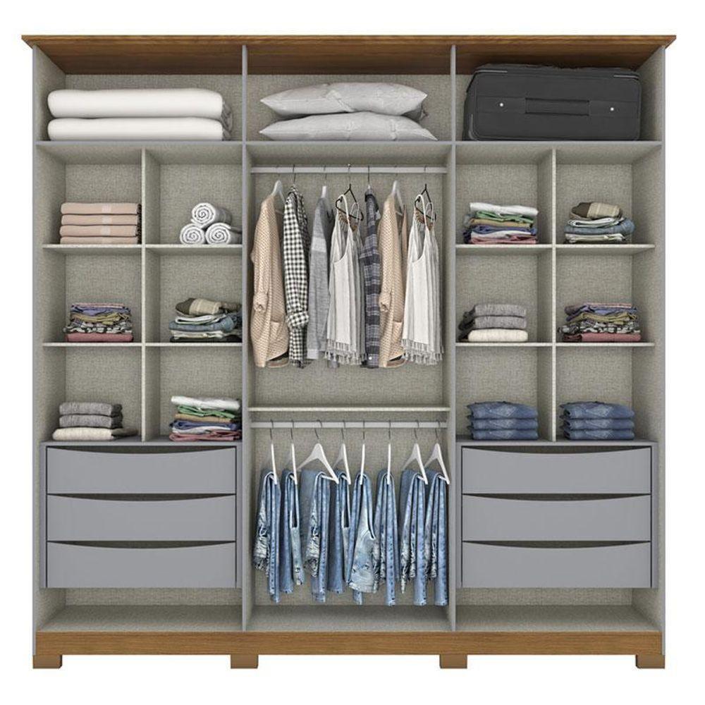 Guarda Roupa Casal Andréas 6 Portas Cinza Nature - Henn - 2