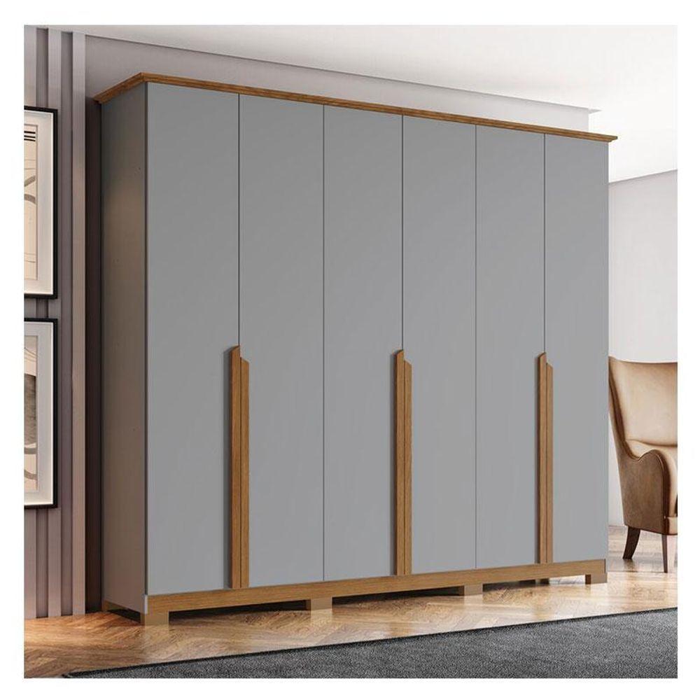 Guarda Roupa Casal Andréas 6 Portas Cinza Nature - Henn - 4
