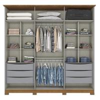 Guarda Roupa Casal Andréas 6 Portas Cinza Nature - Henn - 2