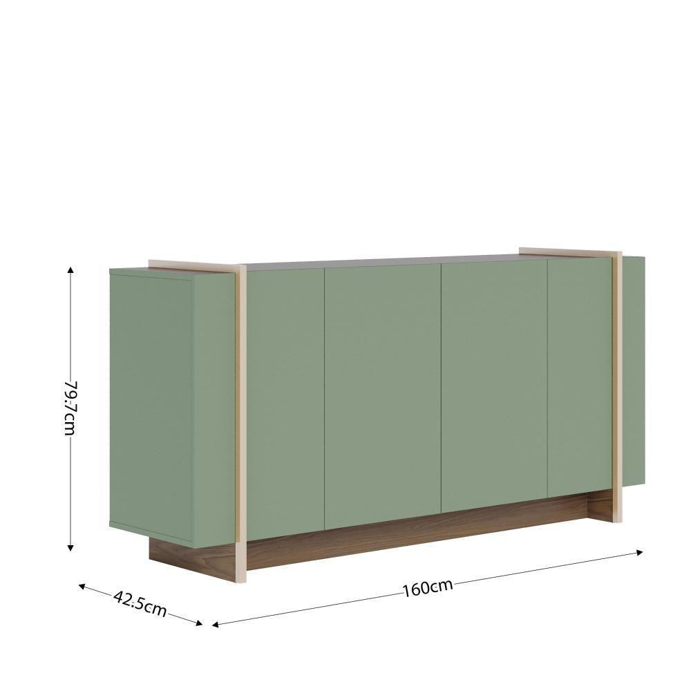 Cristaleira Jurerê Com Aparador Para Sala Buffet Copacabana Hortelã Amêndoa – Colibri - 6