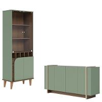 Cristaleira Jurerê Com Aparador Para Sala Buffet Copacabana Hortelã Amêndoa – Colibri - 1