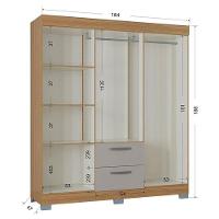 Guarda Roupa Casal Tóquio 6 Portas Com Armário Multiuso 2 Portas Pequeno Damasco Off White - Poquema - 3