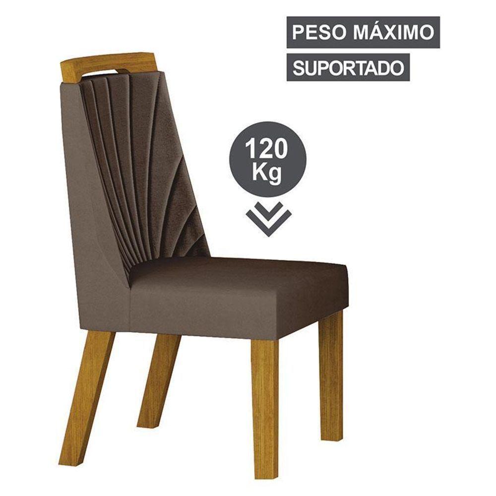 Cadeira Para Mesa De Jantar Liz Mdf Kit 2 Peças Freijó Joli Camurça – Leifer Móveis - 4