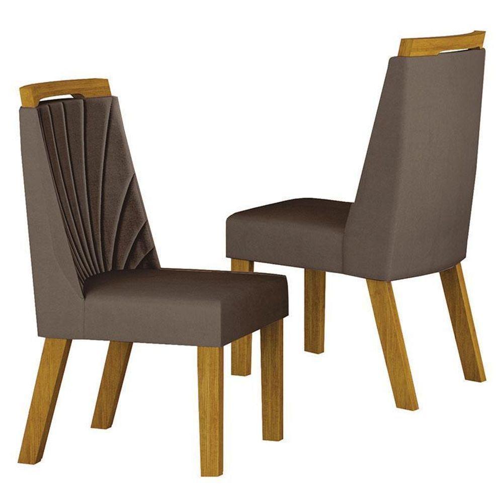 Cadeira Para Mesa De Jantar Liz Mdf Kit 2 Peças Freijó Joli Camurça – Leifer Móveis - 5