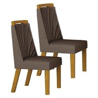 Cadeira Para Mesa De Jantar Liz Mdf Kit 2 Peças Freijó Joli Camurça – Leifer Móveis - 1