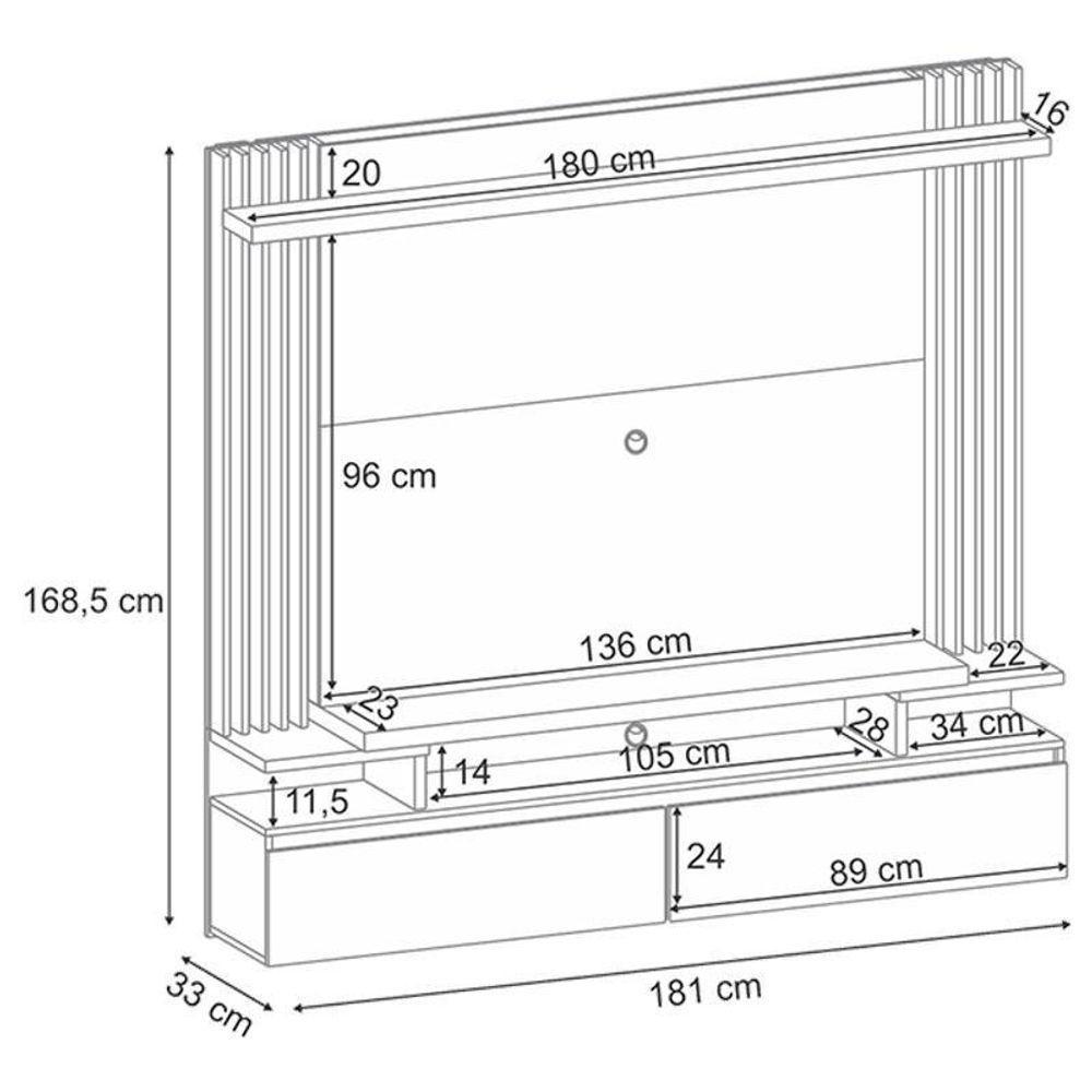 Painel Para Tv Home Suspenso Ambiente Cosmo Cinamomo Off White – Hb Móveis - 2
