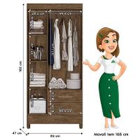 Guarda Roupa Solteiro Lima E Cômoda Vênus Castanho Wood Flex – Moval