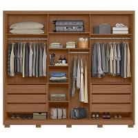 Guarda Roupa Casal Arizona 3 Portas Carvalho Fendi Com Espelho - Moval - 3