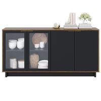 Aparador Para Sala Buffet Ambiente Vitória Noce Milano Preto Acetinado – Colibri - 2