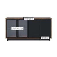Aparador Para Sala Buffet Ambiente Vitória Noce Milano Preto Acetinado – Colibri - 3