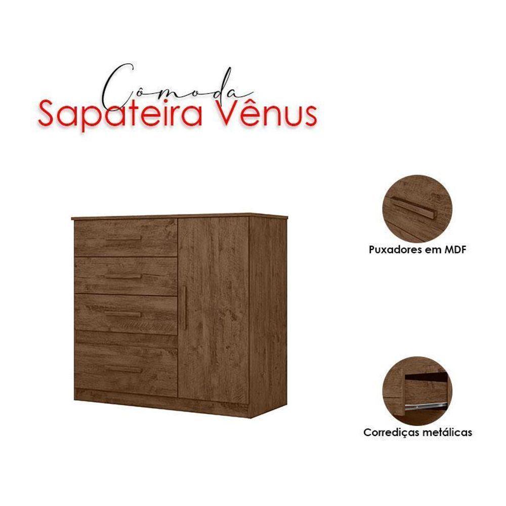 Cômoda Sapateira Vênus Castanho Wood Flex - Moval - 4