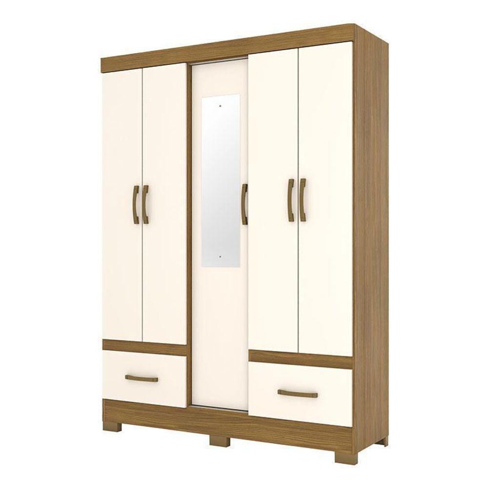 Guarda Roupa Solteiro Chale Nature Off White Com Espelho – Briz Móveis - 1