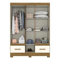 Guarda Roupa Solteiro Chale Nature Off White Com Espelho – Briz Móveis - 2