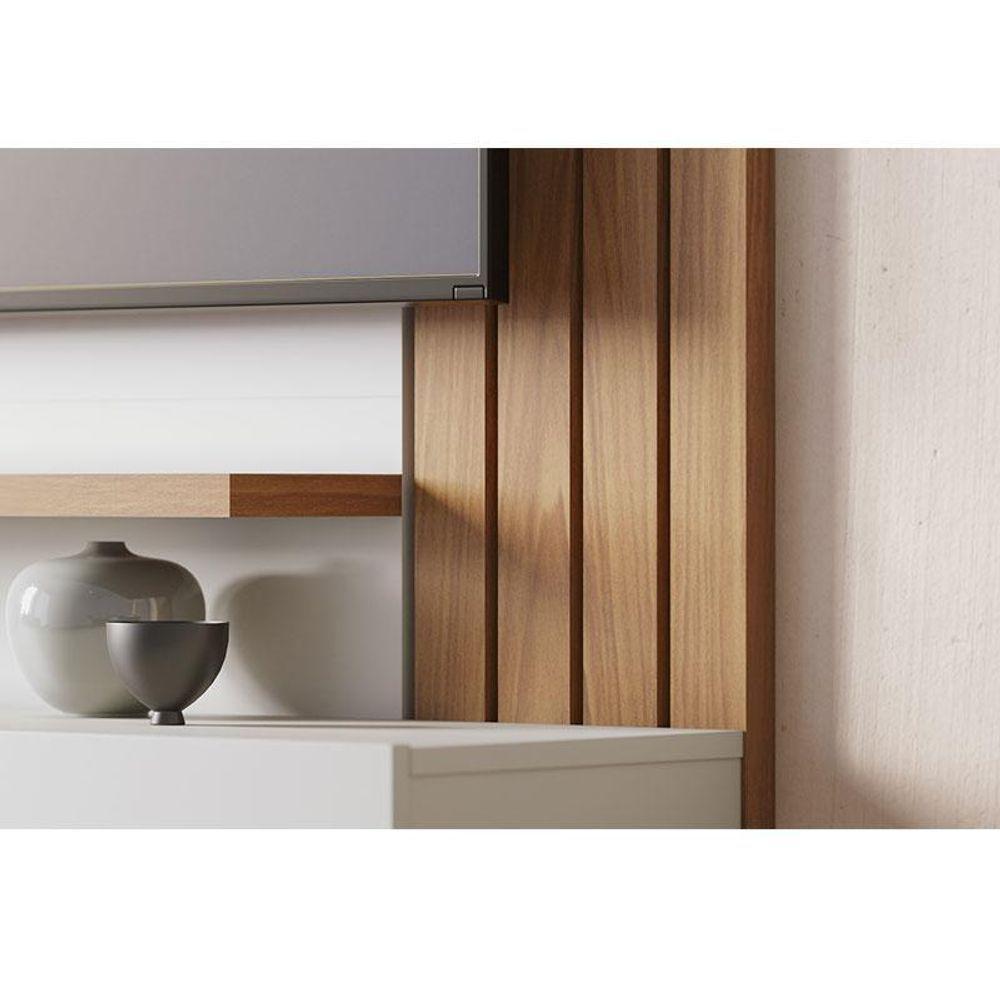 Painel Para Tv Home Suspenso Juriti 1.5 Off White Matte Freijó - Colibri - 5