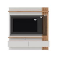Painel Para Tv Home Suspenso Juriti 1.5 Off White Matte Freijó - Colibri - 6