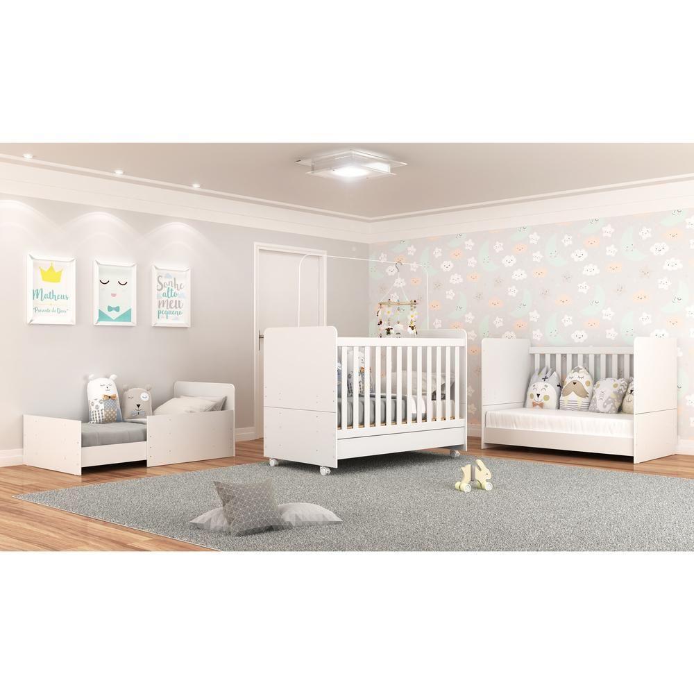 Berço Americano 3 Em 1 Com Rodízios Para Colchão 70 X 130 Cm Multimóveis Pimpolho Branco - 4