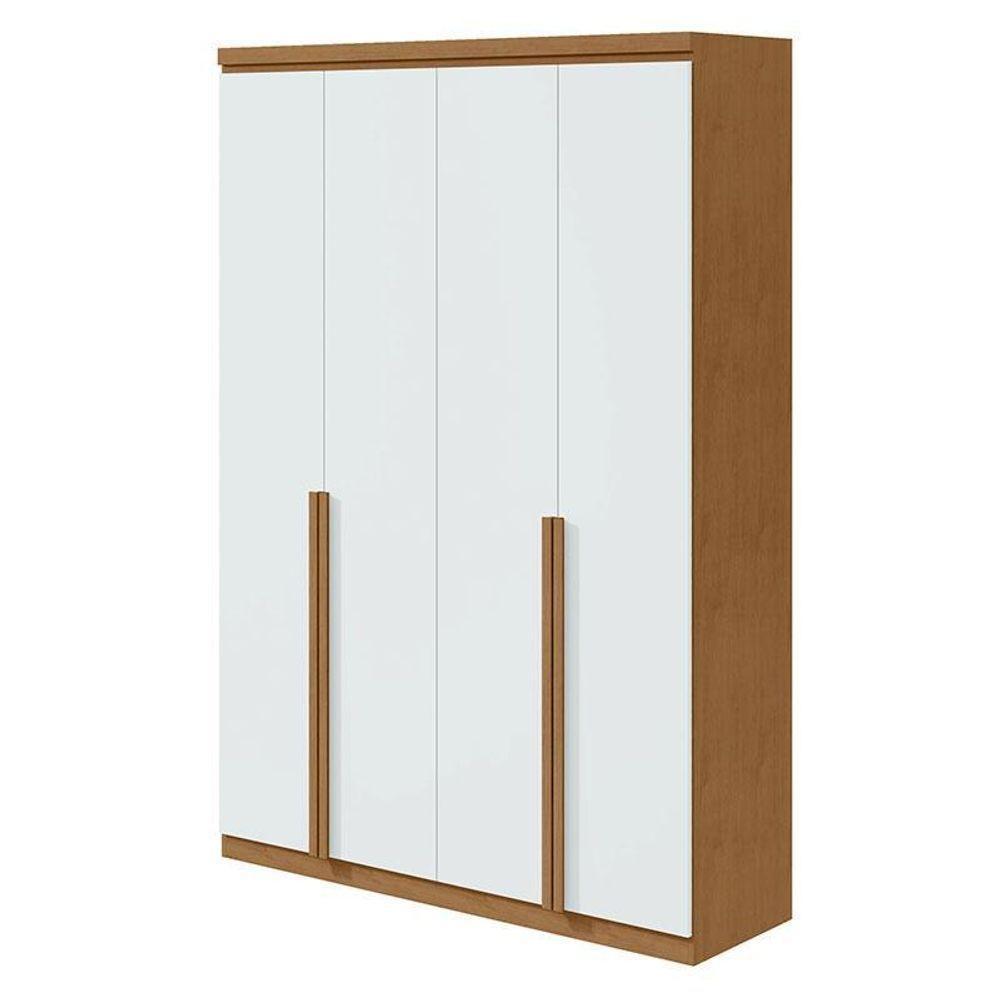 Guarda Roupa Solteiro Ambiente Alonzo 4 Portas Amêndoa Clean Branco - Lopas - 2
