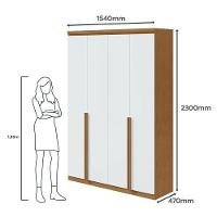 Guarda Roupa Solteiro Ambiente Alonzo 4 Portas Amêndoa Clean Branco - Lopas - 3