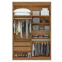 Guarda Roupa Solteiro Ambiente Alonzo 4 Portas Amêndoa Clean Branco - Lopas