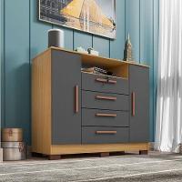 Comôda Madri Com Armário Multiuso Versátile Carvalho Americano Grafite – Incorplac - 3