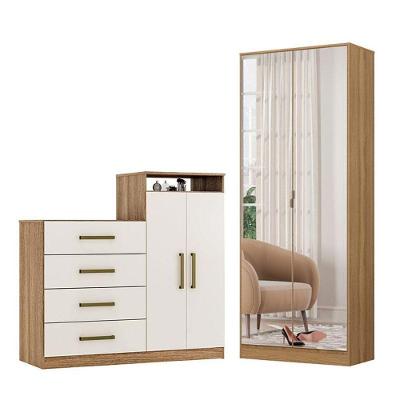 Cômoda Sapateira e Armário Multiuso Grife Áurea 2 Portas 120cm MDF Off White