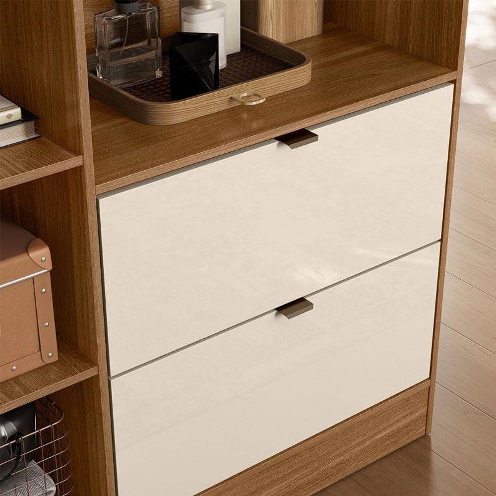 Armário Multiuso 2 Portas Joy Amêndola Off White Com Espelho – Demóbile - 5