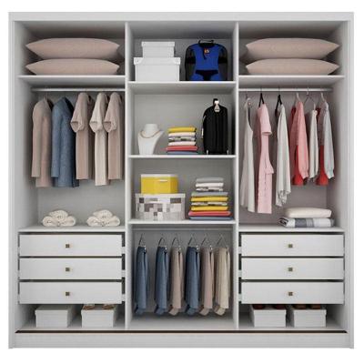 Guarda Roupa Casal Medelim 3 Portas de Correr 6 Gavetas Neve MDF