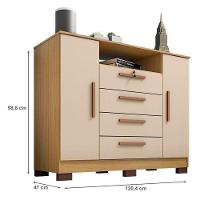 Guarda Roupa Casal Imperial E Cômoda Madri Com Armário Multiuso Versatile Carvalho Americano Off White – Incorplac