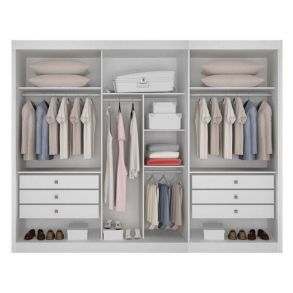 Guarda Roupa 6 Portas Diamante Gold Com Espelho Branco – Leifer Móveis - 2