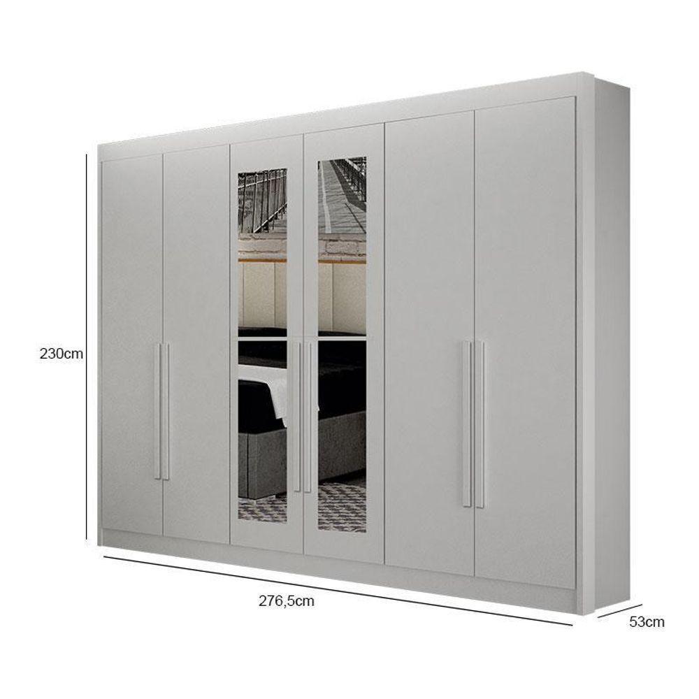 Guarda Roupa 6 Portas Diamante Gold Com Espelho Branco – Leifer Móveis - 3